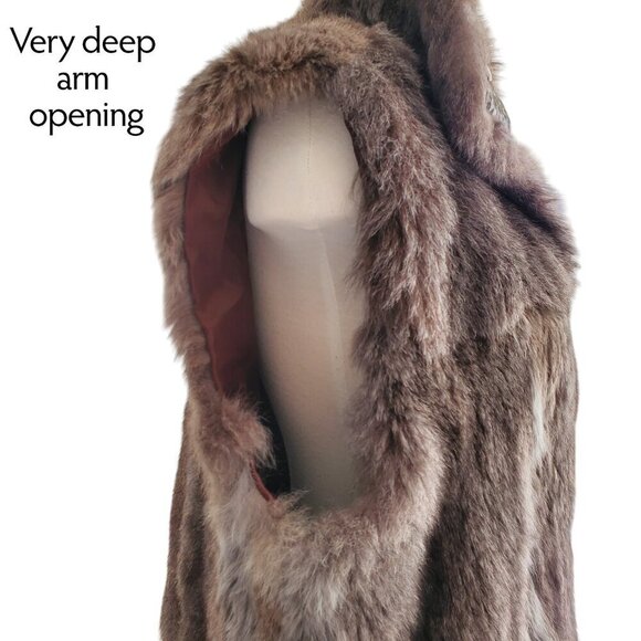 Andrew Marc Vintage New Zealand Opossum Fur Full Zip Leather Collar Vest Brown L - Picture 4 of 16